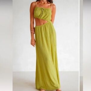 Sabo Annalise green cut out maxi dress